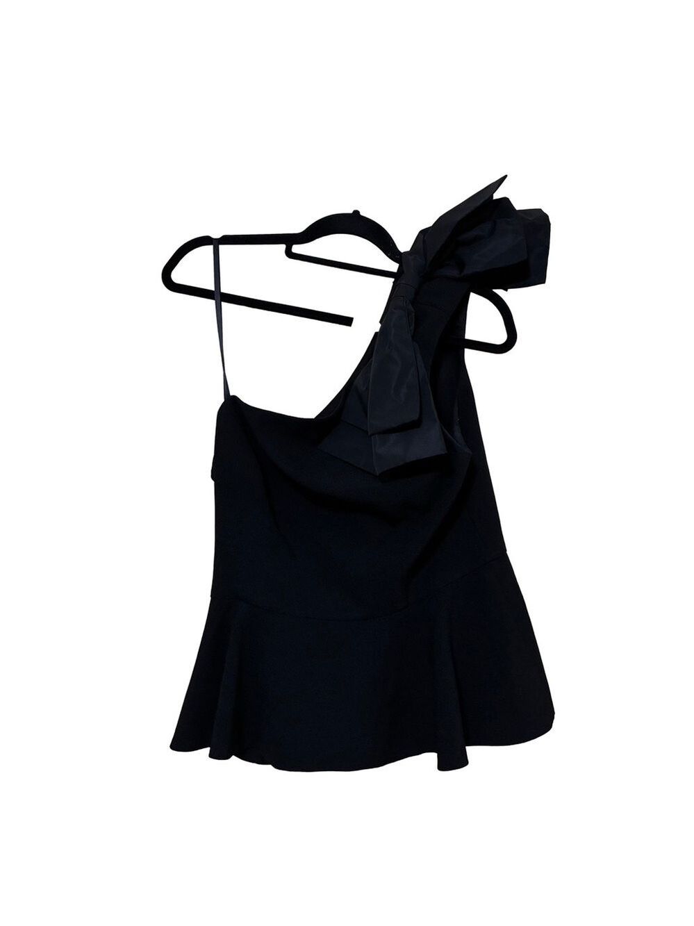 Eliza J One Shoulder Ruffle Bow Blazer Women’s 12 Black Cocktail